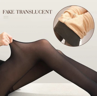 🔥🔥Get ready for the cold season❄️Flawless Legs Fake Translucent Warm Plush Lined Elastic Tights